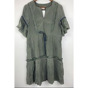 Rungolee size Large Women’s Mallorca Green Blue Tiki Floral Midi Dress